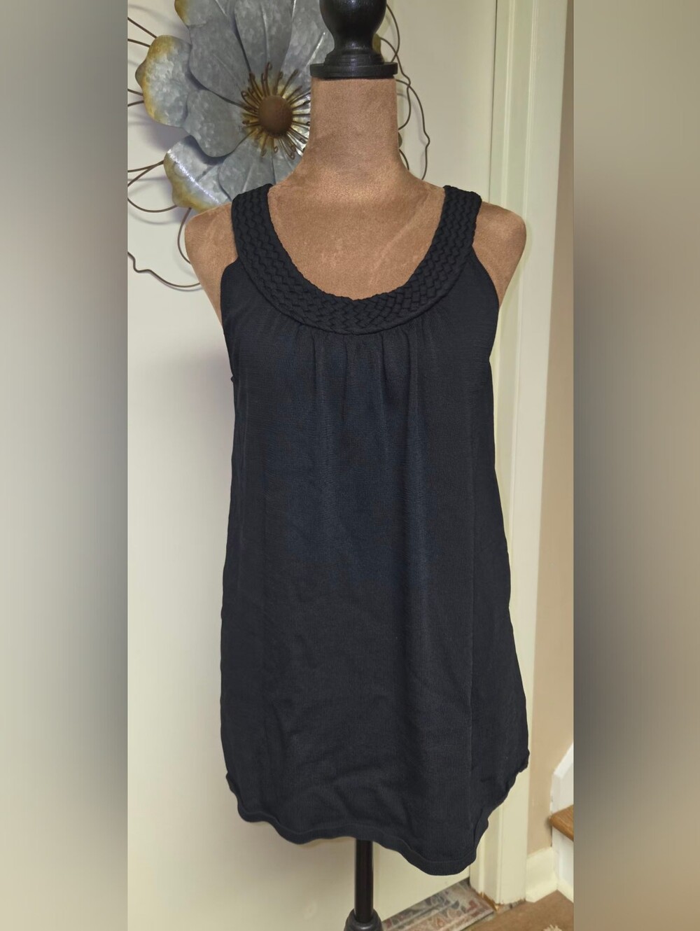 Joseph Black Braided Scoop-Neck Tank